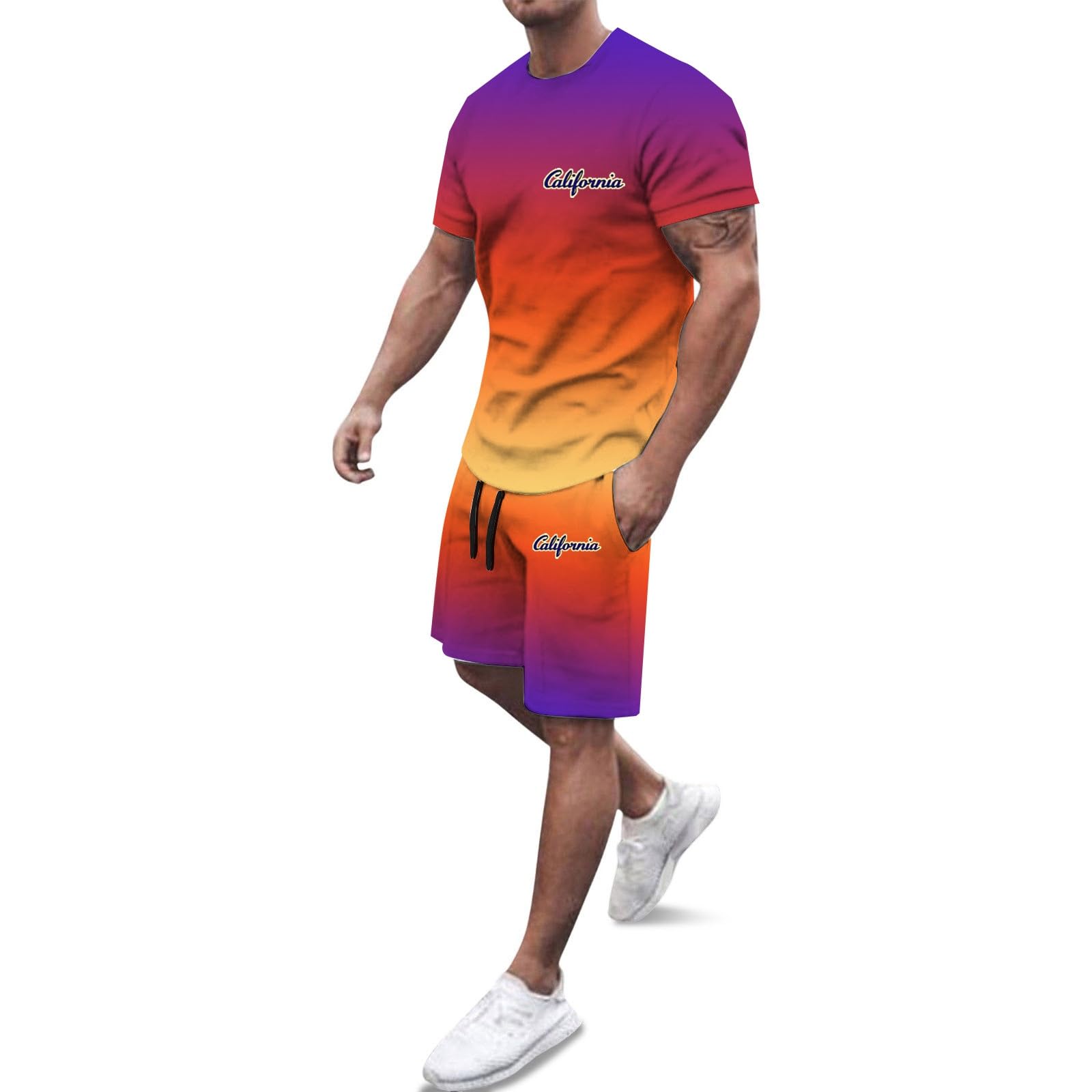Ensemble Homme T-Shirt Ample en violet clair pour l'été décontracté taille M