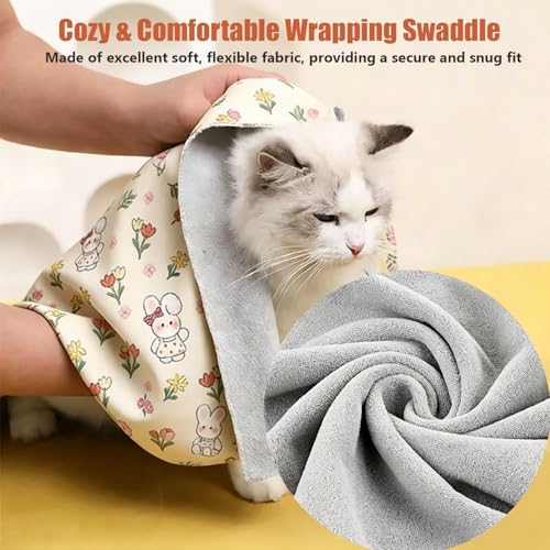 Image of 27.6'' Cat Grooming Wrap | Self-Adhesive, Anti-Escape Calming Swaddle, Soft Fabric, Comfortable & Reusable, For Cutting Nails, Ear Cleaning, Medication