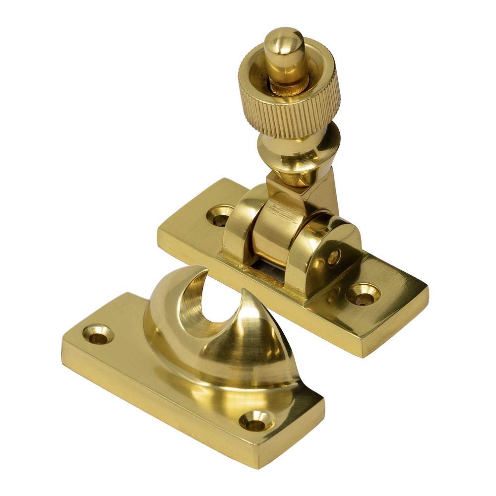 Solid Brass Brighton Pattern Sash Window Catch Fastener Polished Brass