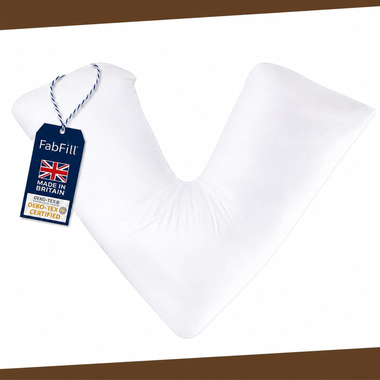 V Pillow – Orthopaedic V Shaped Pillow for Back, Neck & Shoulder Support, Extra Filled Hollowfibre Cushion for Adults, Pregnancy & Nursing, White V Pillow Only, Made in UK