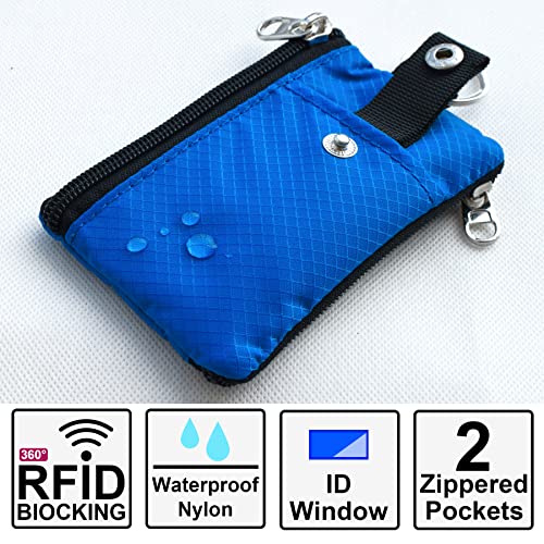 Image of CHENSPRX Minimalist RFID Blocking Small Wallet with ID Window,WaterResistant Zip Id Case Wallet with Lanyard Keychain for Cards,Cash,Travel,Women,Men
