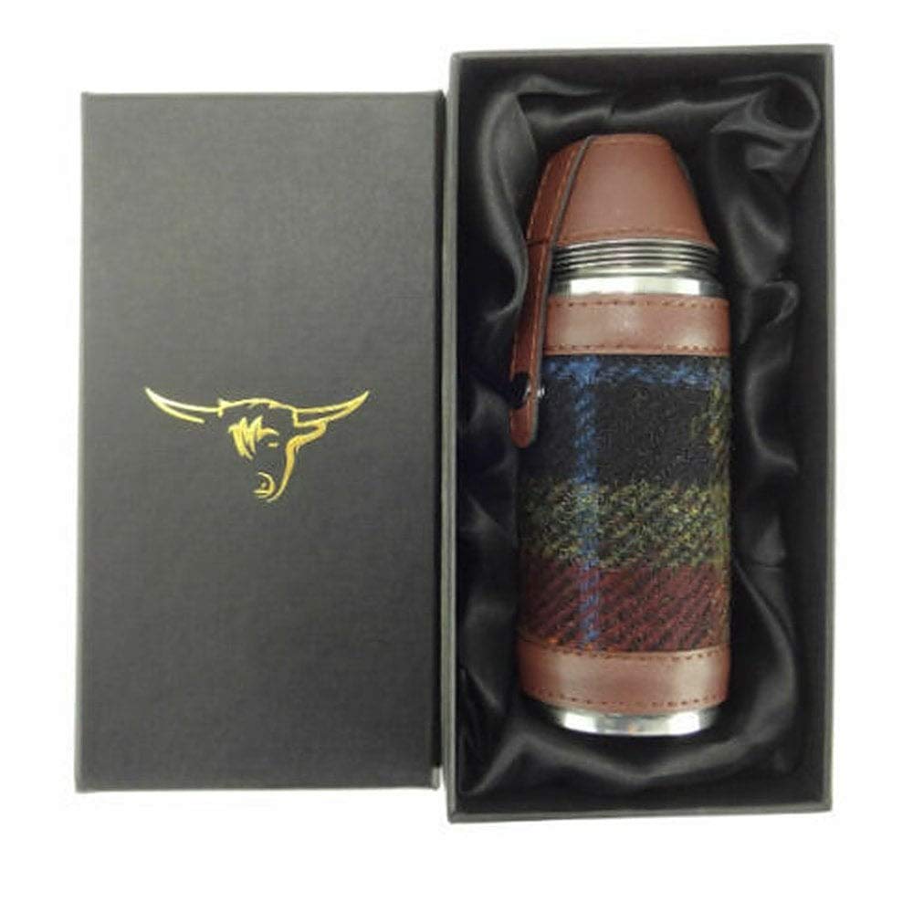 Glen Appin of Scotland Harris Tweed Hunting Flask Rust Check HF3500-COL59 — image 1