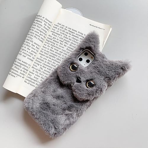 Image of Kraptick iPhone 16 Pro Case - Cute Animal Fur Design Phone Case - Thermoplastic Material Mobile Cover, Durable Protective Phone Cover, Stylish & Lightweight Apple Cover -(Gray)