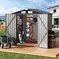 GVDV 6x4 FT Outdoor Metal Storage Shed, Durable Garden Shed with Updated Frame Structure for Backyard, Patio, Tool Storage, All-Weather Shelter for Bike, Gardening Tools, Equipment, Pet
