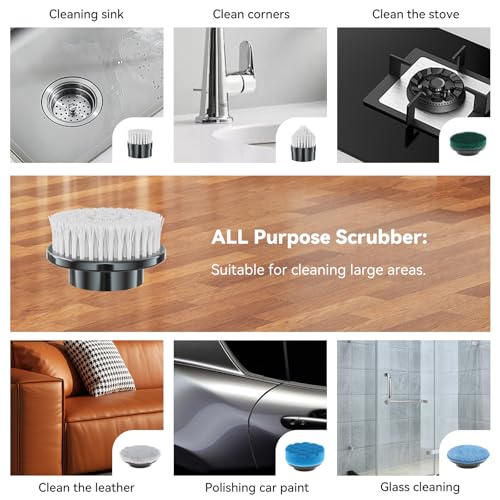 Image of Electric Spin Scrubber Replacement Brush Heads, 7 Pcs Set Suitable for Cordless Power Scrubber, for Bathroom, Kitchen,