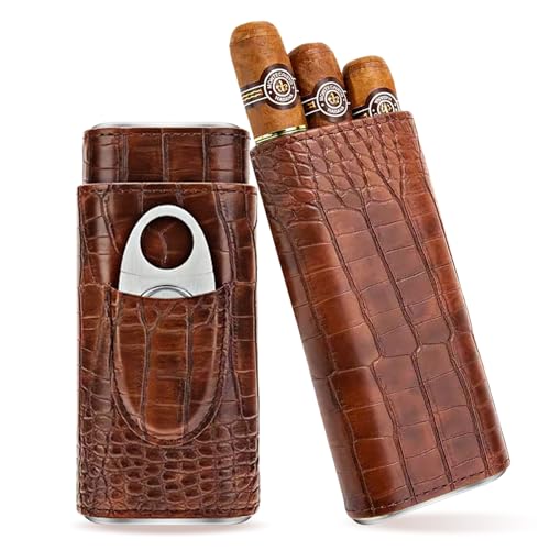 Étui à Cigare, Cave a Cigares, Boîte à Cigares en Cuir avec Coupe-Cigare, Étui à Cigares Portable en Cuir pour Cigares 3, Boîte à Cigare, Cave a Cigare...