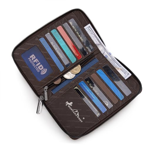 Image of Montana West Western Crossbody Phone Wallet for Women RFID Blocking Wallet Purse with Cash Slots & Zipper Pocket