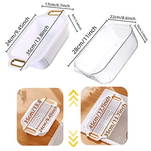 2-In-1 Kitchen Strainer Colanders Bowl Set, Over The Sink Colander Basket,Extendable Kitchen Sink Strainer Basket ，Wash Vegetables And Fruits，Large Plastic Double Layered Strainer Basket #TOP3