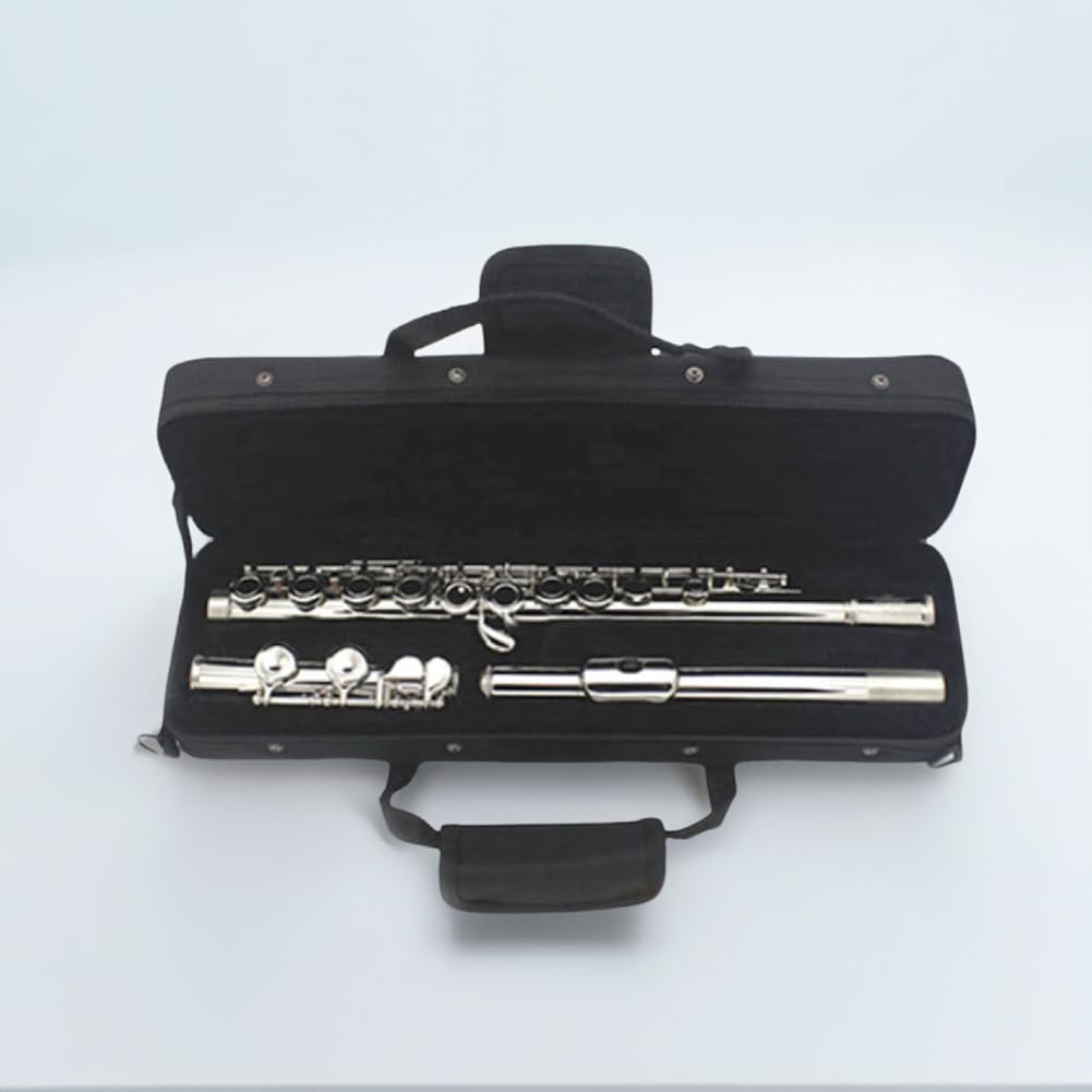 Flauta Travesera Plateada para Principiantes con Estuche Flauta de 16 Llaves en Do Instrument Estudiante