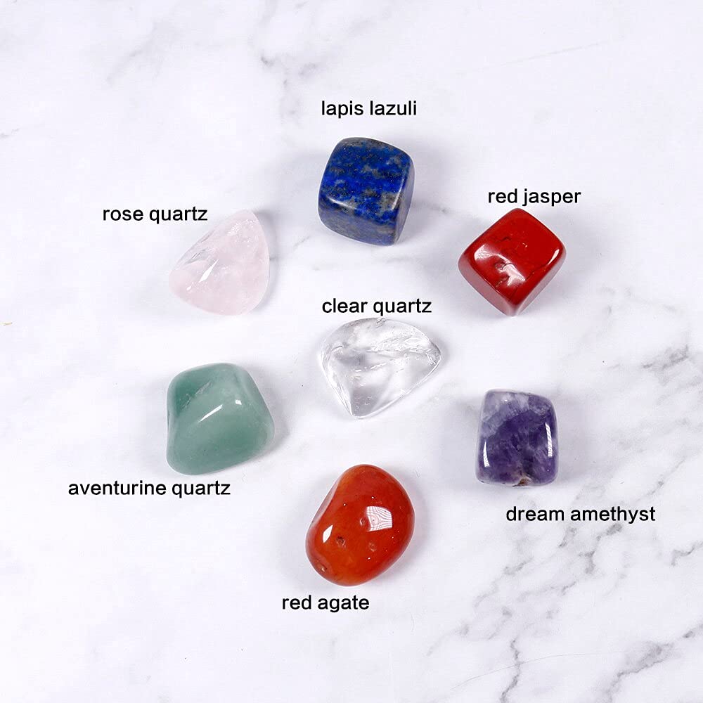 11 PCS Curación de Cristales de curación y Piedras Set de Chakra/racimo de Amatista púrpura, Cuarzo de Rosa y Piedras Preciosas de Cuarzo Transparente, 7 Piedras caídas (Color : Box)