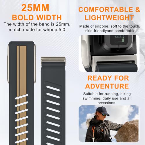 Image of omee Silicone Sport Band Compatible with Whoop 5.0 Band One, Peak and Life /MG Strap Men Women, Breathable Sport Adjustable Waterproof Replacement Wristbands Straps for Whoop 5.0 Silicone Bands