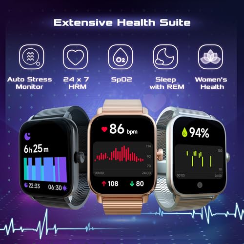 Image of Fastrack Phantom Smart Watch|1.85 inch UltraVU Display| Functional Crown| SingleSync BT Calling|100+ Sports Modes|100+ Watchfaces|AI Voice Assistant|in-Built Games| Aluminium Case with Mesh Strap