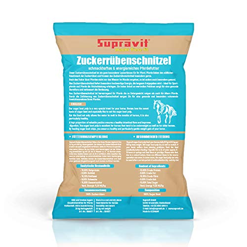 Supravit Rübenschnitzel 20kg | schmackhaftes & energiereiches Pferdefutter | Zuckerrübenschnitzel für Pferde I hoher Anteil an Pektinen für eine gesunde Darmflora I Ideal für Sportpferde geeignet