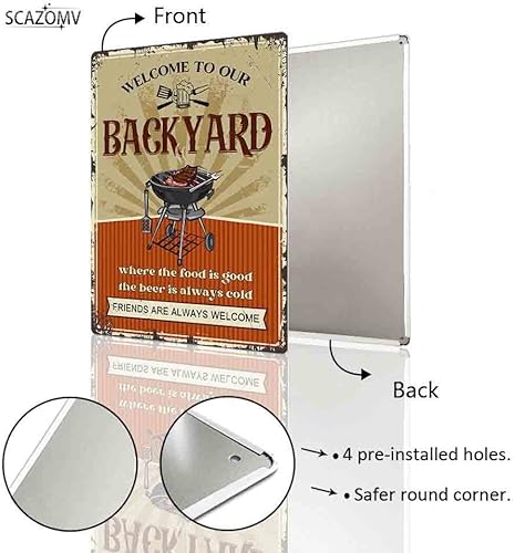 Miniatura 9 de SCAZOMV Letrero de metal con reglas de bar y parrilla de 12 x 16 pulgadas, letrero de reglas divertidas, letrero de metal para porche, decoraciones