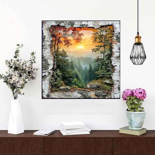 Image of WUSARPLY Forest Landscape Stamped Cross Stitch Kits for Beginners Adults