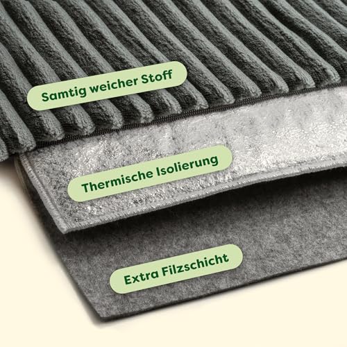 Knupis Selbstheizende Wärmedecke Hunde – 90x60 cm Große Hundematte – Weich & Geräuschdämpfend – Waschbarer Bezug – mit Hundedecke rutschfest – Heizdecke für Hunde – Grau
