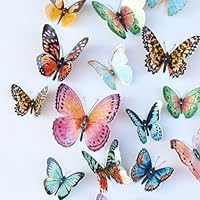 ToVii 36 Pcs 3D Butterfly Wall Decoration, Removable Wall Stickers for Bedroom Wedding Valentine Party Flower Decoration