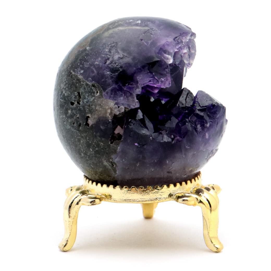 Amazon.co.jp: アメジスト 笑口 丸玉 直径41mm 84g 台座付き ジオード