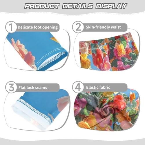 Toddler Girls Leggings Printed Yoga Pants Leggings Flower in Blue Sky for Kids3