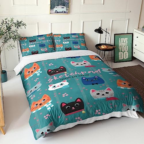 Housse de couette hypoallergénique chat 3D 220x240 protégeant la peau sensible - 7