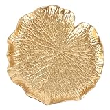 BESTonZON ヨーロッパのレトロなリーフジュエリートレイ収納トレイライト 金属トレイ装飾金色の蓮の葉 ブレスレットチャーム 区画 ヘ 装飾的なリーフトレイ 銀 Golden 亜鉛合金