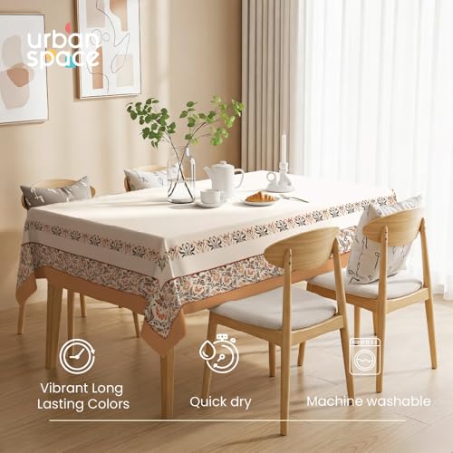 Image of Urban Space Sicilia Table Linen Collection - Premium Water & Stain Resistant Dining Table Cover for 4 Seater, Anti Skid Table Cloth for Center Table (Still Morning, 4 Seater 52 inch x 72 inch)