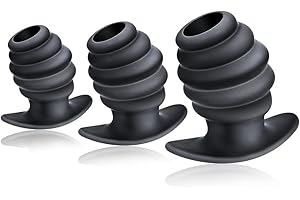3PCS Silicone Butt Plugs Training Set - Anal Sex Trainer Hollow Plug...