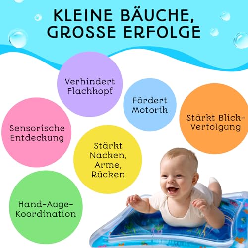 AVEC MAMAN Wassermatte Baby – BPA-freie Wasserspielmatte - Sensorikmatte für Babys - Baby Wassermatte für Bauchlage & Entwicklung - Wassermatte für Baby 3-12 Monate - Spielzeug Baby