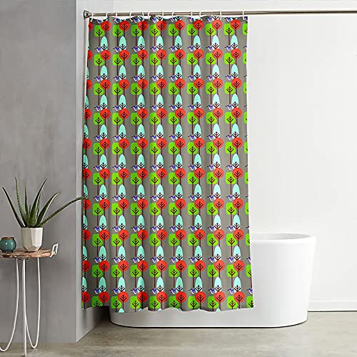 Rideau de douche polyester arbres oiseaux pour décorer la salle de bain