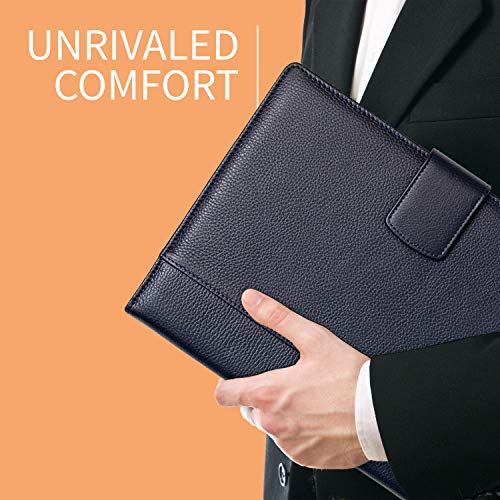 Image of Maruse Italian Leather Executive Padfolio, Folder Organizer with Magnetic Closure and Writing Pad, Handmade in Italy, Navy Blue