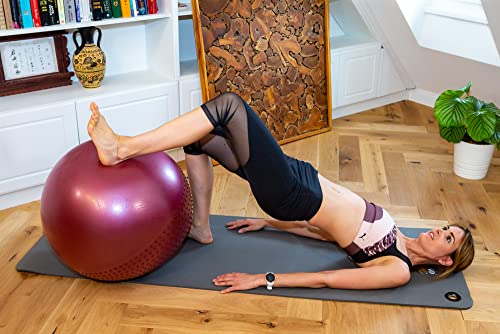 Foto von Netsportique Rutschfester Gymnastikball - 75cm - Weinrot - Ideal für Fitnesstrainings, Yoga und Pilates ! Neue OKO Reihe