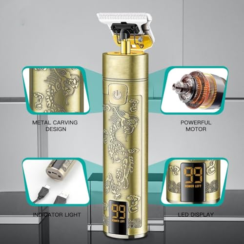 Professional-Hair-Clippers-for-Men-Hair-Clipper-Electric-Hair-Trimmer-Professional-Haircuts-Machine-Vintage-LED-Display-Rechargeable-Hair-Clipper-for-MenGold