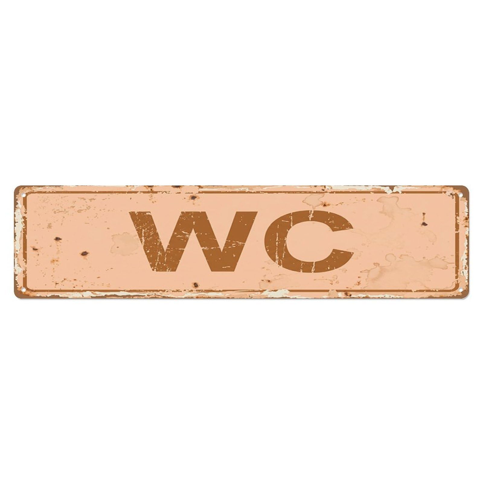 Shabby Warm Home Washroom Toilet(WC) Door Metal Tin Skinny Sign Plaque Wall Decor for Cafe, Club Bar, Office, Home Garden Metal Poster 4x16Inch