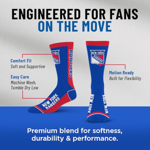 For Bare Feet NHL NEW YORK RANGERS MVP Crew Sock Team Color Large by For Bare Feet - Image 3
