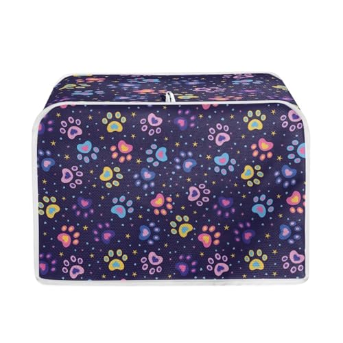 Hechitok Toaster Cover Colorful Dog Paws Decor Toaster Cover Bread Toaster Oven Dustproof Cover Kitchen Small Appliance Cover Kitchen Broiler Appliance Organizer Bag
