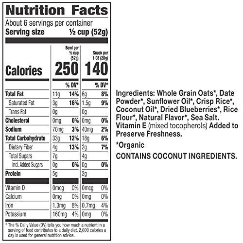 Image of Cascadian Farm Organic Granola, No Added Sugar, Blueberry Vanilla Cereal, Resealable Pouch, 11 oz (Pack of 5)