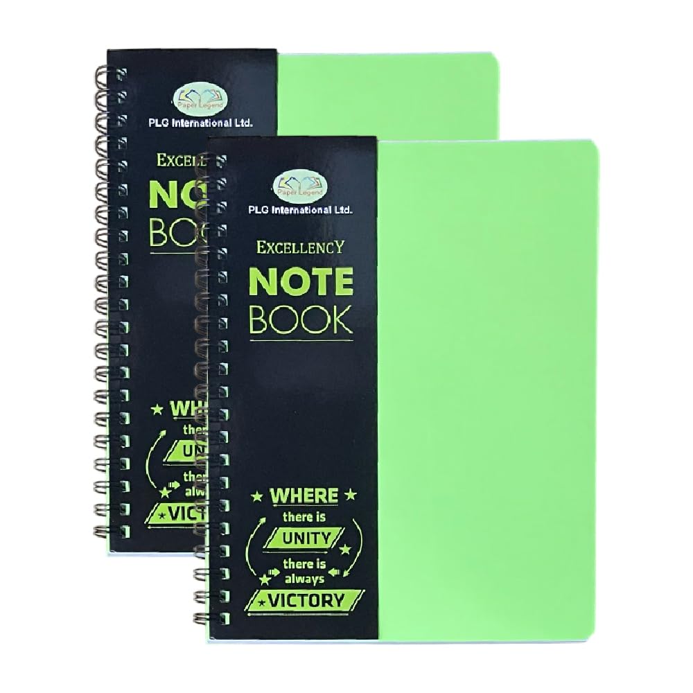 (Pack - 2) A4 Notebooks – Bright Colour Twin-Wire Bound Subject Notebooks – 140 Lined Pages, 68gsm Paper – Writing Pads for School, Office, Study & Everyday Notes (Green, A4 - Poly Cover (For Office))