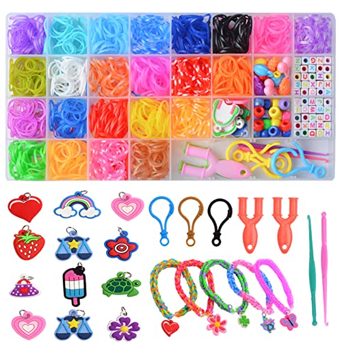 Rubber Band Bracelet Kit, Loom Bracelet Making Kit for Girls, Rubber Bands for Bracelets Apply to Kids Friendship Bracelet Kids Girls Birthday Gift Kits