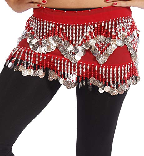 Belly Dance Chiffon Colorful Bead & Coin Hip Scarf | Dynamite Dunes