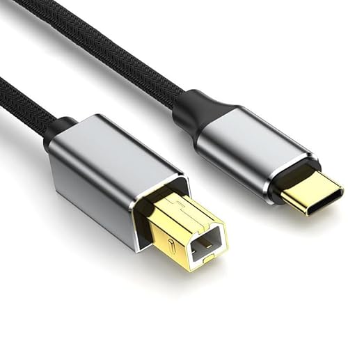 USB C Printer Cable 6 feet, USB C 3.0 to B Cable, USBC to USB B Square Scanner Cord for HP, Canon, Epson, Brother, Lexmark, SUM SUNG, Dell, Piano, Midi Keyboard, DJ Controller Computer/PC/Laptop- 6 FT