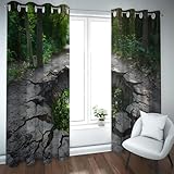 Cortinas opacas de la jungla para el dormitorio Decoración elegante del hogar Cortinas de ahorro de energía para la sala de estar Cortina con aislamiento térmico de arte visual 3D 2x W132xL200cm