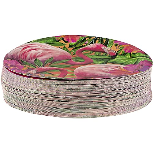 Blue Panda Disposable Plates - 80-Count Paper Plates, Tropical Party Supplies For Appetizer, Lunch, Dinner, And Dessert, Birthdays, Pink Flamingo Design, 9 X 9 Inches #TOP3