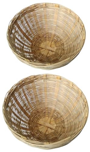 Image of Natural Hand Crafted Weaved Bamboo Fruit and Vegetable Basket Punnet Nub Pannier Mammock Tokri - 27 Cms Beige /Brown (2)