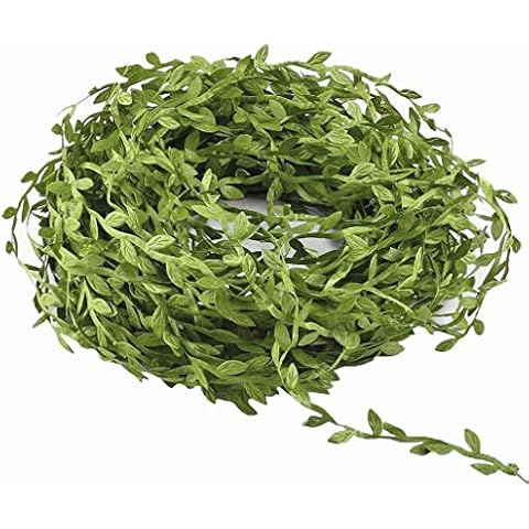 LZXD 132 Ft Artificial Vines Leaf Ribbon,Artificial Eucalyptus Leaf Green Garland Leaves DIY Wreath Foliage Green Decorative Wreath Accessory Wedding Decorations Party Wreaths Wall Crafts Party Décor Cover