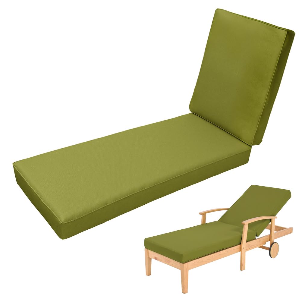 Aocase Garden Sun Lounger Cushions Only, Garden Steamer Sunlounger Cushion Outdoor Waterproof SunLounger Cushions Reclining Sun Lounger Cushion Non-Slip Thickened Chair Cushions,Green 67,190x60x10cm