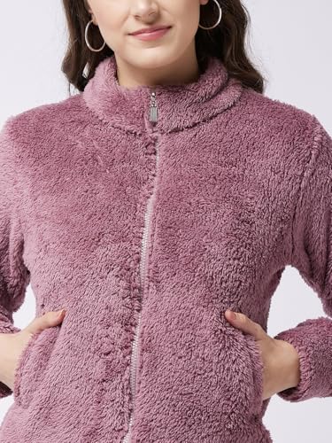 Image of Modeve Women Solid Full Sleeve Fur Standard Length Jacket For Winter