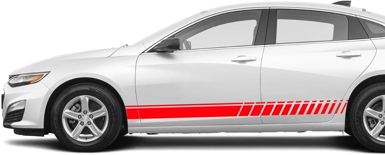 Sport Racing Stripes Graphic Designs Decal Sticker Vinyl Compatible with Chevrolet Malibu (Red)