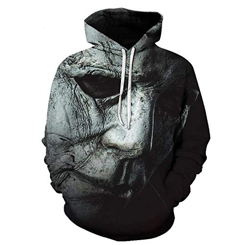 HSUO Sudadera con Capucha Unisex Personaje De Película De Terror Michael Myers Patrón Sudadera con Capucha Y Estampado 3D Sudadera con Bolsillo Canguro-4XL