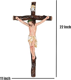 KariGhar ResinThe Holy Cross/Jesus Christ/Cross Jesus/Statue Catholic Wall Hanging Idol for Altar,Housewarming,Home/Living Room/Prayer Room/Gifting Multicolour (Multi Colour 22 inches)