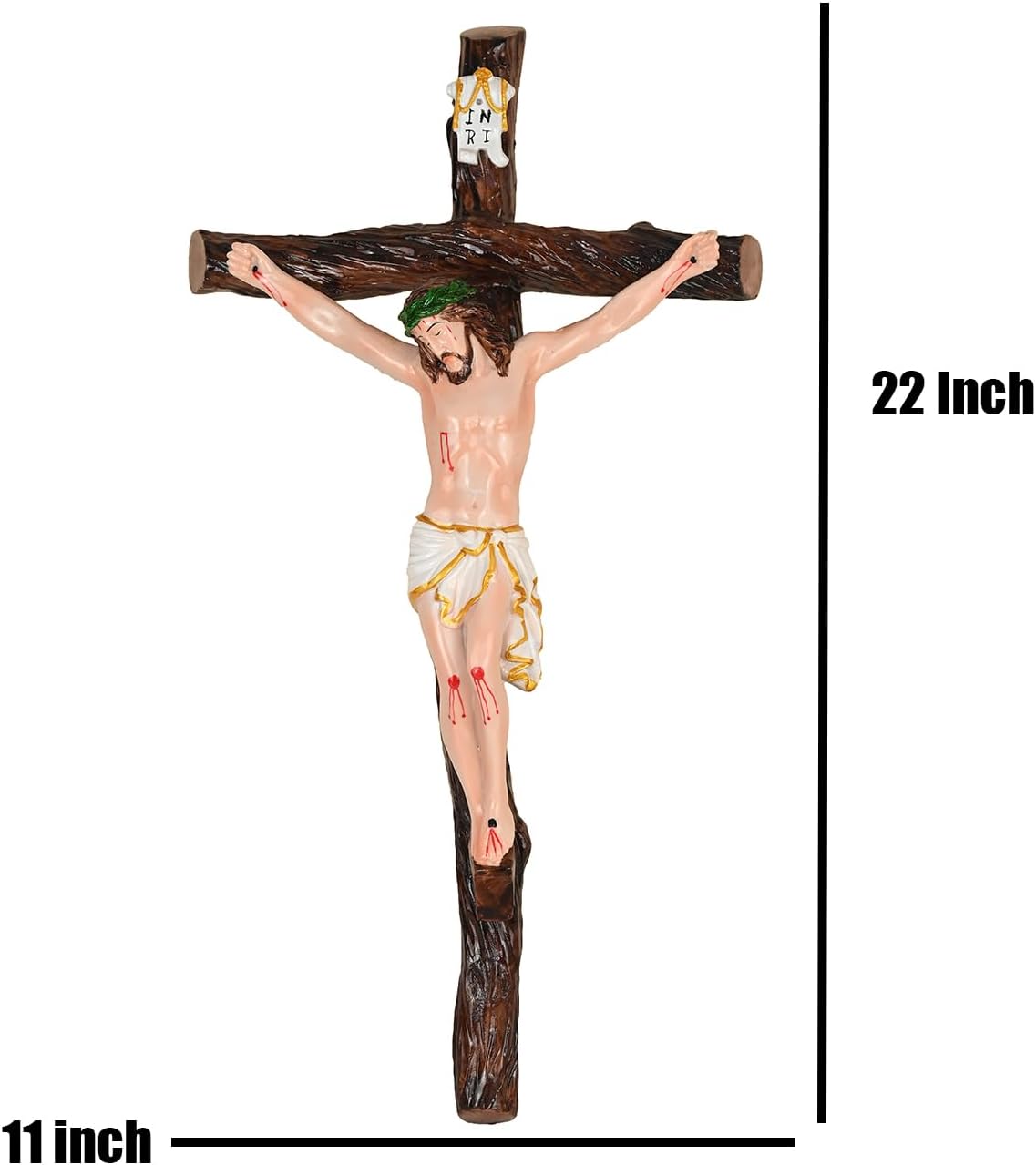 Resin The Holy Cross Jesus Christ Wall Hanging Idol Statue for Altar, Housewarming, Home, Living Room, Prayer Room, Gifting Multicolour 22 Inches